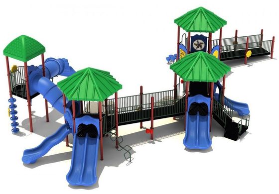 OEM Outdoor Playground Equipment 3 in 1 Plastic Playhouse met glijbaan