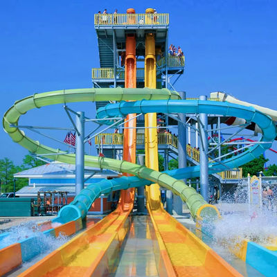 Goede prijs. Customized Colorful Fiberglass Water Park Slide Ending with Pool for Resort Hotels online