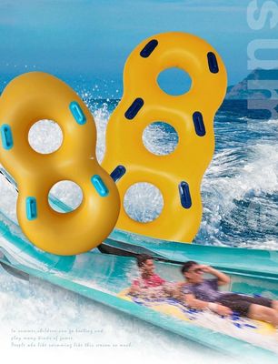 Goede prijs. Geel dubbele opblaasbare zwemring zwembad zweven voor volwassenen waterpark spel online