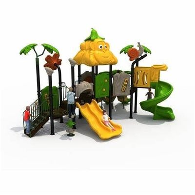 OEM Outdoor Playground Groot plastic boom speelhuis met spiraal glij set
