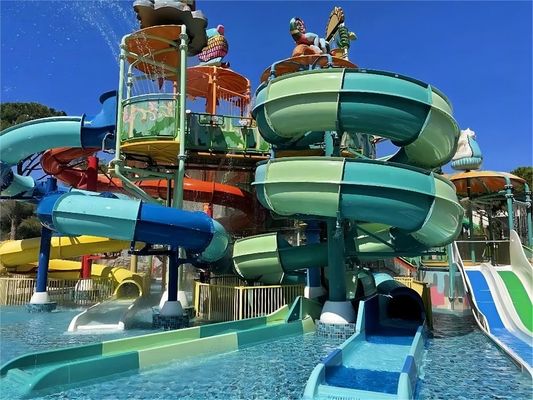 Goede prijs. OEM water amusement park apparatuur kleurrijke glasvezel glij set online