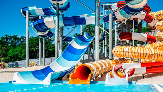 Goede prijs. Commercieel waterpark zwembad ontwerp regenboog glasvezel glij set online