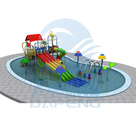 ODM Kinderen waterpark set design speeltuin Reuzen glijbaan met water splash pad voor kinderen