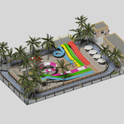 Goede prijs. 1500 vierkante meter overdekt waterpark met waterglijbanen, lazy river en waterhuisontwerp voor alle leeftijden online