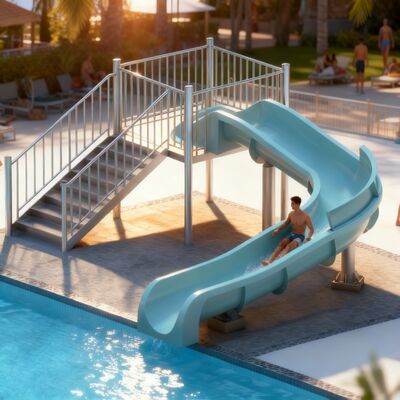 Goede prijs. Small Fiberglass Swimming Pool Slide Customized Design 3D Drawings One Year Warranty For Family Indoor Outdoor Residential online