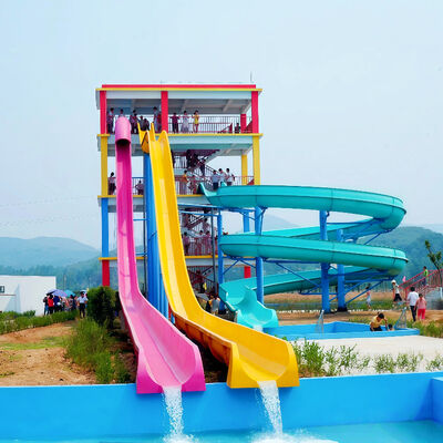 Customizable Fiberglass Spiral Rainbow Water Slide Combo 6-8mm Thick Aqua Amusement Equipment Manufacturer