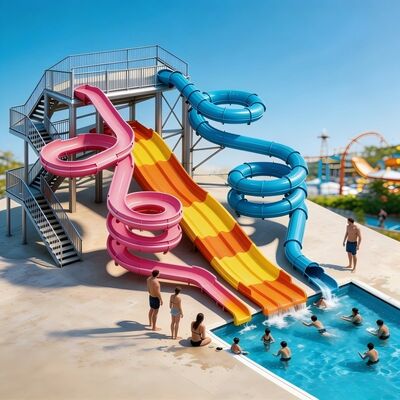 kwaliteit Professioneel Multi Lane Fiberglass Waterpark-diasysteem voor buitenvermaakresortproject Fabriek