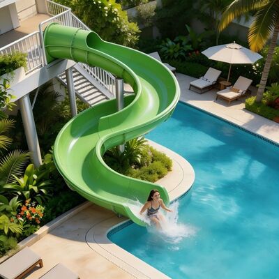 Heavy Duty Open Spiraal Glasvezel Waterglijbaan Voor Commerciële Hotel Resort Zwembad Plezier