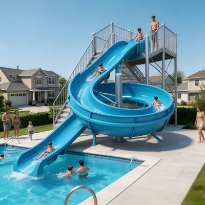 Commercieel spiraalvormig open glasvezelwaterglijbaanmateriaal voor openluchtpretpark en Aqua-pret met ROHS
