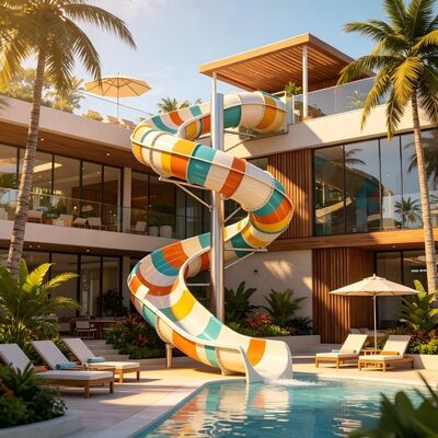 Luxe spiraal open gesloten glasvezel waterglijbaan voor commercieel zwembad en hotel resort park