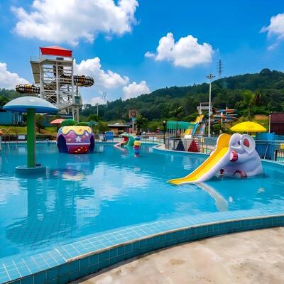 Goede prijs. Commerciële 1,8 m FRP pad met water met glijbanen en fonteinen voor kinderen in het waterpark online