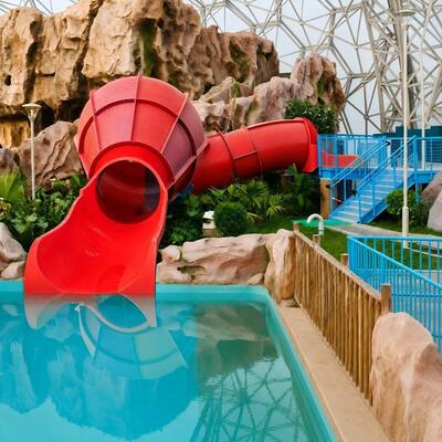 Commerciële glasvezel trechterwaterglijbaan voor zwembad en waterpark