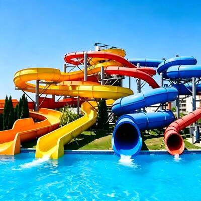 Grote spiraalvormige waterglijbaancombinatie van glasvezel voor zwembad aquapark aangepaste kleur