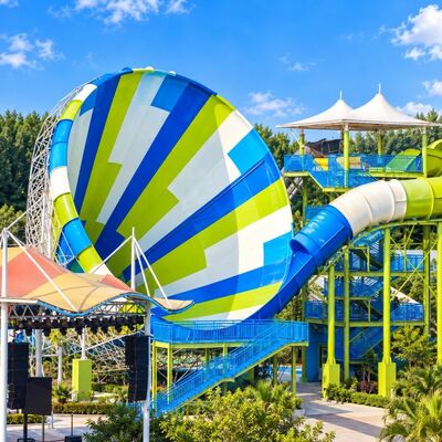 Goede prijs. Gigantische Tornado Waterglijbaan Glasvezel 6-8 mm dikte Trechter Aangepaste Kleur Thrill Ride voor Waterparken online
