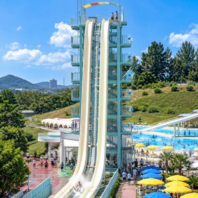 kwaliteit High Speed Water Slide Glasvezel Steep Drop Multi Lane Thrill Ride Voor waterparken Custom Design Fabriek