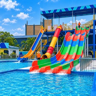 Goede prijs. Multi Lane Rainbow Racer Water Slide Fiberglass Water Parks gebruik voor volwassenen en kinderen online