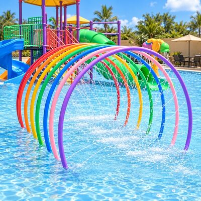 Goede prijs. Kleurrijke regenboog water spuitboog met aangepaste maten voor kinderen Splash Pads met 63mm pijp online