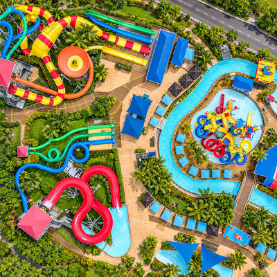 Goede prijs. 10000㎡ Aqua Park Waterpark Uitrusting Voor Alle Leeftijden Met Glasvezel Glijbanen En Waterspel Commercieel online